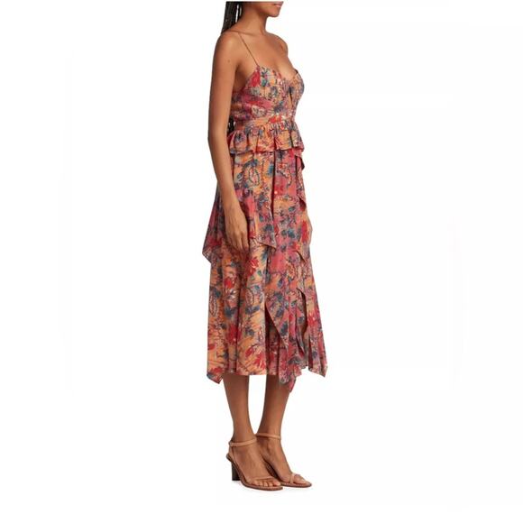 ULLA JOHNSON Renata Paisley ruffle midi dress - Picture 3 of 12